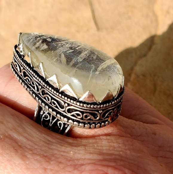 New Rainbow Dichroic Glass 925 Silver Ring. - Picture 1 of 9